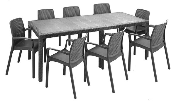 Set salotto giardino 8 posti e 1 tavolo allungabile antracite - Arret