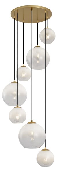 Lampada a sospensione Hotel Chic ottone con vetro bianco rotondo 7 luci - Misty
