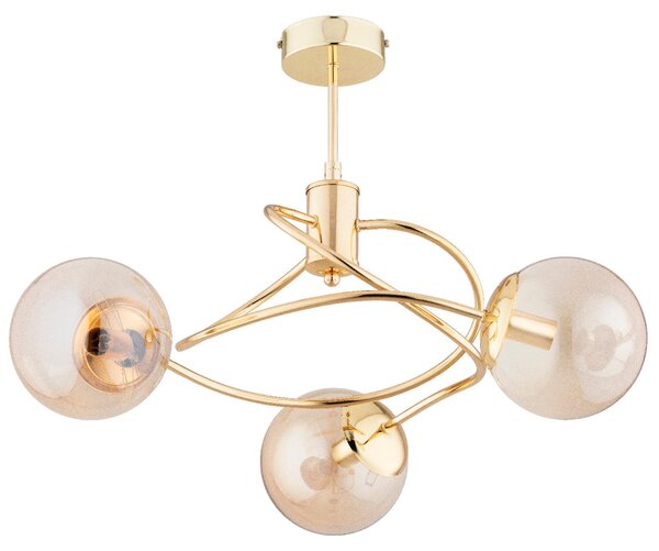 Lampada a sospensione TOSCA oro-ambra 3xE14x10W in metallo, dimensioni: 42x57x57 cm, IP20, Alfa