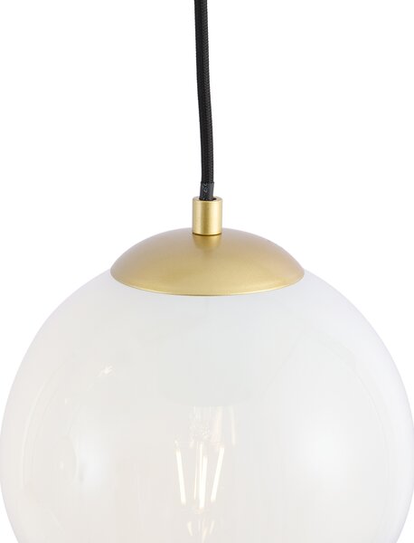 Lampada a sospensione Hotel Chic ottone con vetro bianco rotondo 7 luci - Misty