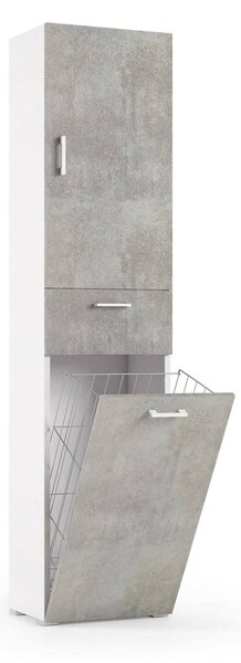 Armadio cemento e bianco con cassetto 45x195h cm - Aryanne
