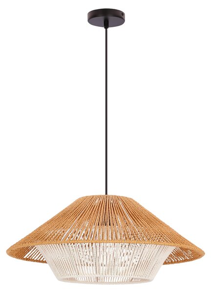 Lampada a sospensione AFRICA - 1xE27, 40W, 50cm, rotonda, nero / beige / bianco