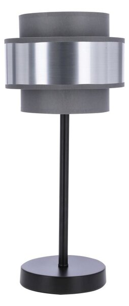 Lampada da tavolo rotonda moderna HARE - 1xE27, 60 W, nera / argento / grigia