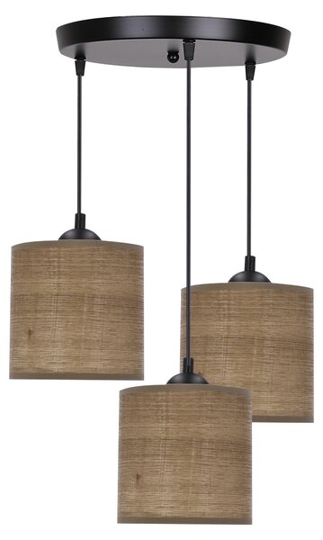 Lampada a sospensione scandinava LEGNO - 3xE27, 40W, noce / nero