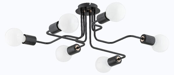 Lampada da soffitto HARP nera 6xE27x15W in metallo, dimensioni: 25x65x55 cm, IP20, Alfa
