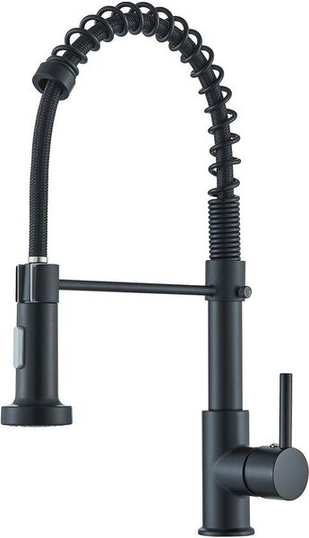 Rubinetto da cucina nero con doccetta estraibile, orientabile a 360°, in ottone