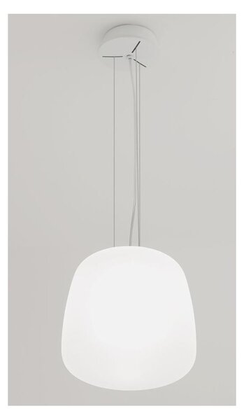ETHEREA SOSPENSIONE SINGOLA BIANCA IN VETRO 2 MISURE CON LAMPADINA ATTACCO E27 DESIGN MODERNO