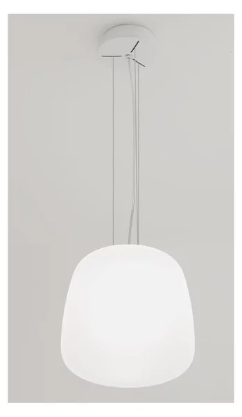 ETHEREA SOSPENSIONE SINGOLA BIANCA IN VETRO 2 MISURE CON LAMPADINA ATTACCO E27 DESIGN MODERNO