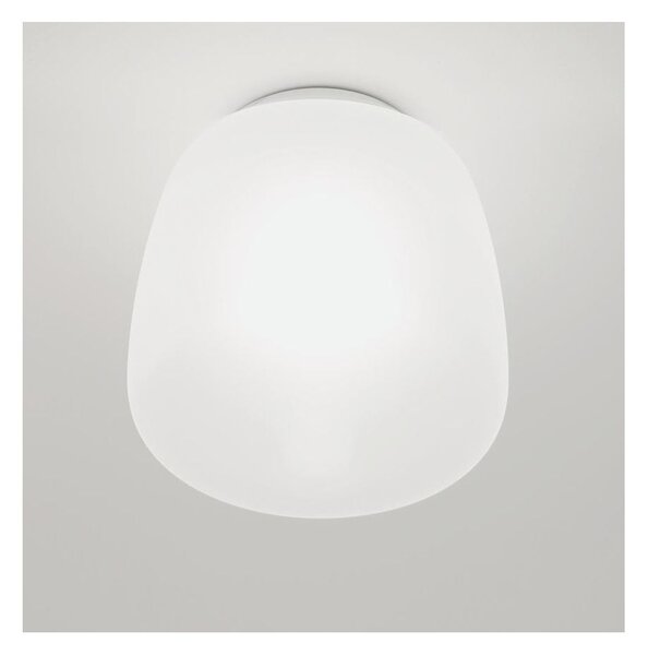 ETHEREA PLAFONIERA BIANCA IN VETRO 2 MISURE CON LAMPADINA ATTACCO E27 DESIGN MODERNO