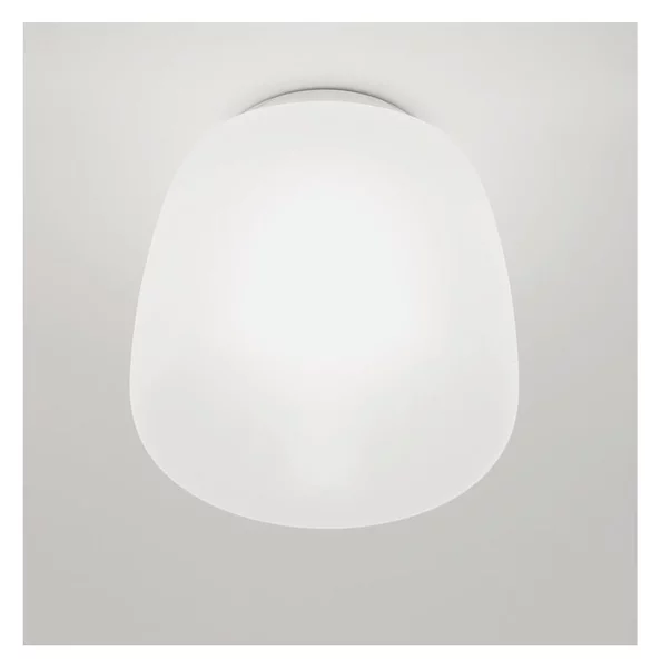 ETHEREA PLAFONIERA BIANCA IN VETRO 2 MISURE CON LAMPADINA ATTACCO E27 DESIGN MODERNO