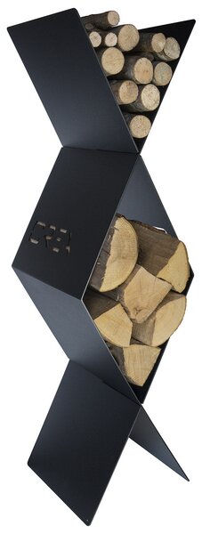 Portalegna per Camino da Interno 310x290x1180 cm in Acciaio Crea Rombo Alto Nero