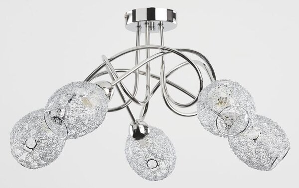 Lampada da soffitto VERA cromata 5xE14x10W in metallo, dimensioni: 31x54x54 cm, IP20, Alfa