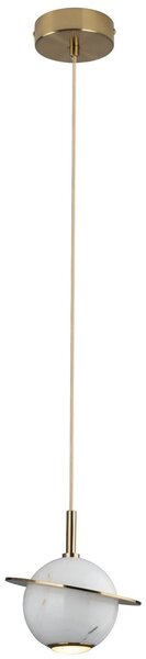Lampada a sospensione LED in marmo URANOS bianco e oro, 5 W, luce calda, 350 lm, marmo, dimensioni: 190 x 16 x 16 cm, IP20, Maxlight