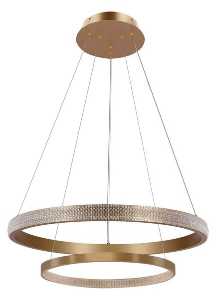 Glamour oro scuro opaco 2 anelli lampada a sospensione Ø60cm / Ø40cm Cristalli LED 34W+22W Hashim Candellux