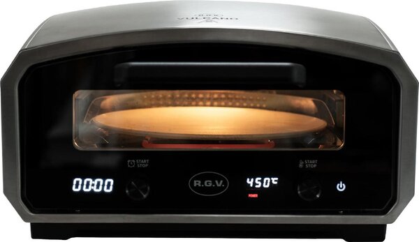 R.G.V. Forno Elettrico per Pizza con Termostato fino a 450 C con Piatto Rotante Interno colore Argento - 111370 Vulcano
