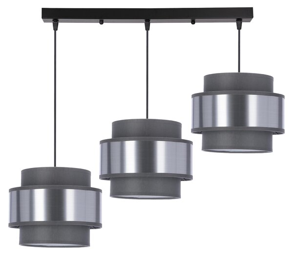 Lampada a sospensione con paralumi grigio-argento Hare grigio-fumo 3xE27x40W in tessuto, dimensioni: 100x75x20 cm, IP20, Candellux