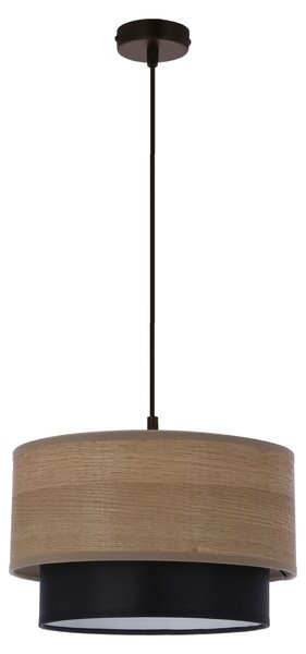 Lampadario rotondo a sospensione RUBEN - 1xE27, 60W, noce / nero