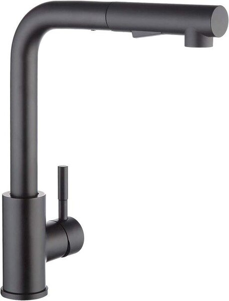Miscelatore da cucina estraibile nero, orientabile a 360°, acciaio inossidabile, doccetta, X203B