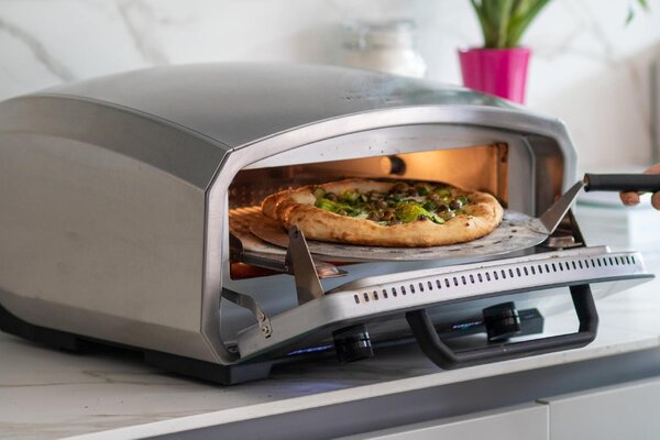R.G.V. Forno Elettrico per Pizza con Termostato fino a 450 C con Piatto Rotante Interno colore Argento - 111370 Vulcano