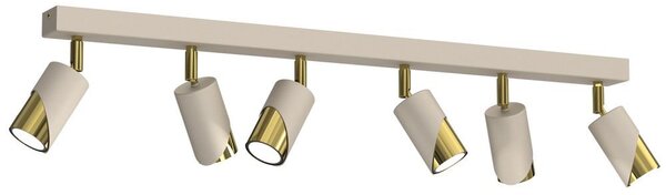 Lampada da soffitto Shift, color crema-oro lucido, 6xGU10x15W, metallo, dimensioni: 17x90x5,5 cm, IP20, Luminex