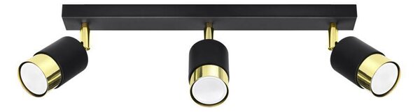 Lampada da soffitto NERO 3 nero/oro 3xGU10 10W acciaio 18x5x45cm Sollux Lighting