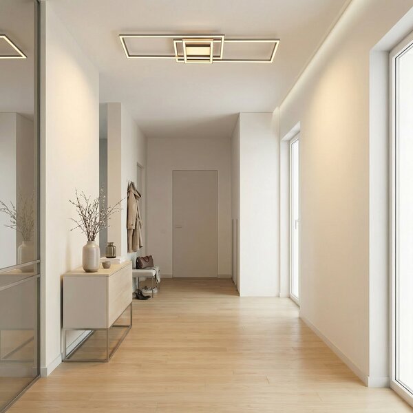 Plafoniera Lindby, Mairin, dimmerabile, Grigio, Soggiorno, Alluminio, Moderno