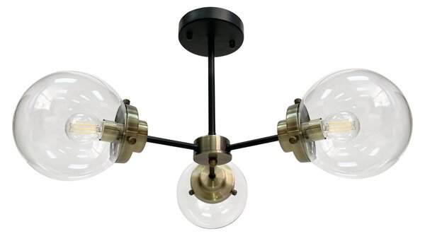 Candellux Nero-patina lampada da soffitto Lente per lampadina 3x E14 33-01290
