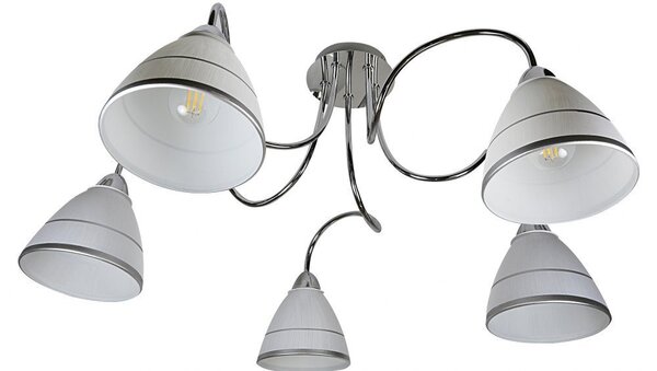 Moderna lampada a soffitto a cinque bracci ELF - 5xE14, 40W, cromata / bianca