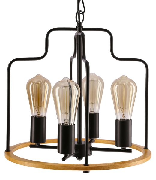 Illuminazione circolare a sospensione DATUS - 4xE27, 40W, nero / marrone