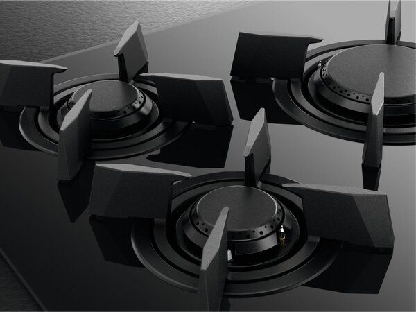 Aeg Piano Cottura 5 Fuochi a Gas Larghezza 74 cm in Vetro colore Nero - HKB75453NB Serie 8000 Flamelight