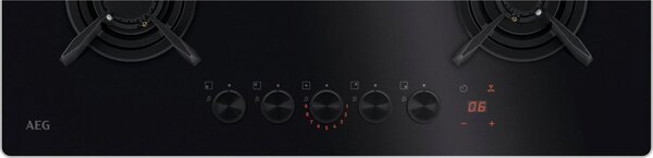 Aeg Piano Cottura 5 Fuochi a Gas Larghezza 74 cm in Vetro colore Nero - HKB75453NB Serie 8000 Flamelight