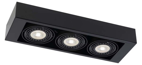 Faretto da soffitto triplo nero rettangolare orientabile con 3 attacchi GU10 da 18 W KOGA 1154 Shilo