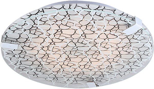 Plafoniera LED rotonda FIERA cromata nera 18W, luce bianca neutra 1530 lm, vetro, dimensioni: 6x40x40 cm, IP20, Candellux