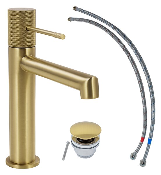 Miscelatore per lavabo SCHÖNER WOHNEN collezione KADIA M, oro opaco, rubinetto adatto ai lavabi a parete del vostro bagno