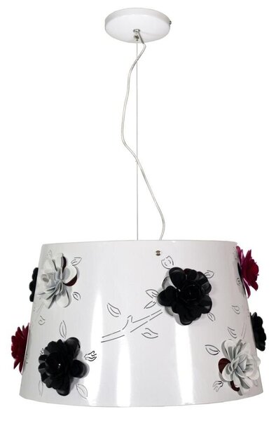 Moderna lampada a sospensione ROSA - 1xE27, 60W, bianco / nero / rosso