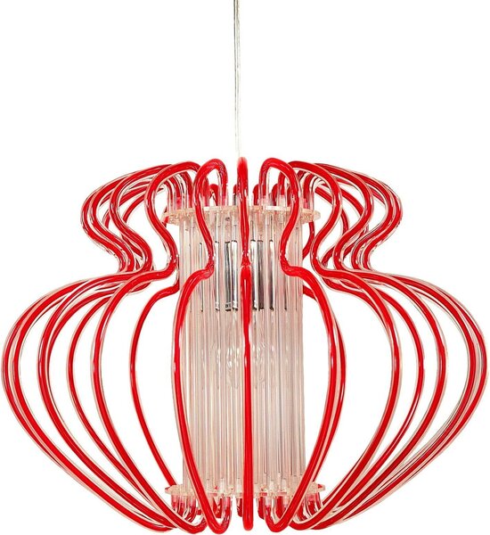 Lampada a sospensione IMPERIA cromata-rossa 1xE27x60W in acrilico, dimensioni: 150x52x52 cm, IP20, Candellux