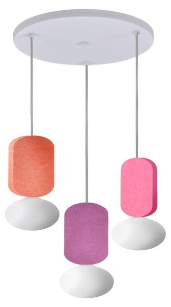 Lampada a sospensione con elementi in feltro colorati BALLO bianco-rosa 3xG9x8W metallo dim.: 150x60x14 cm IP20 Light Prestige