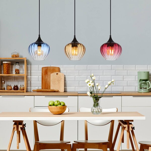 Globo Lampada a sospensione in vetro Sander, dimmerabile, Multicolore, Soggiorno / Sala da pranzo, Vetro, Lampada a sospensione