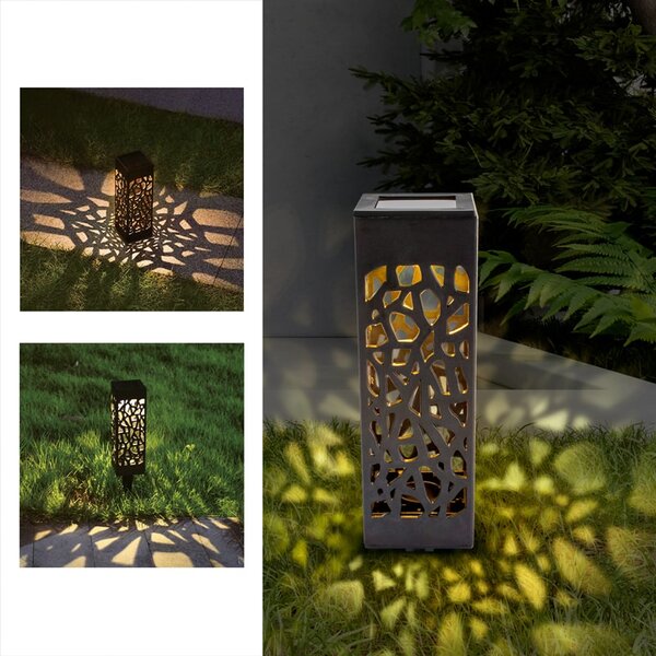 Lampada da giardino a LED solare con bordo svuotato, resistente alle intemperie per esterni, con picchetto, senza cavi, Eaxus