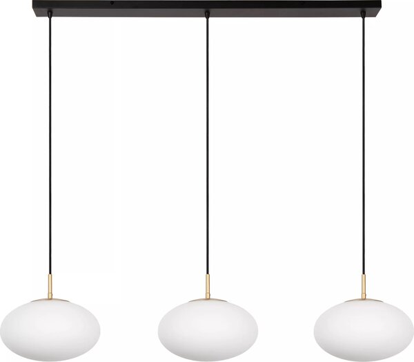 Lampada a sospensione con paralumi in vetro bianco e finitura oro ELYSEE 3xE27 40W Lucide