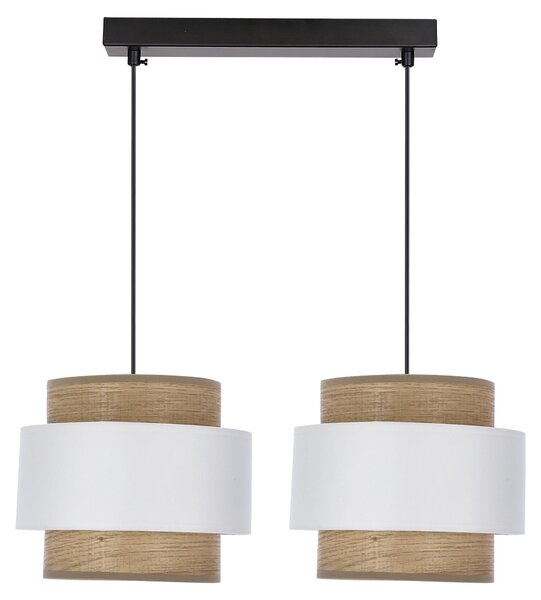Lampada a sospensione con paralumi bianco-marroni Forni, nero-marrone-bianco, 2xE27x40W, tessuto, dimensioni: 100x55x20 cm, IP20, Candellux