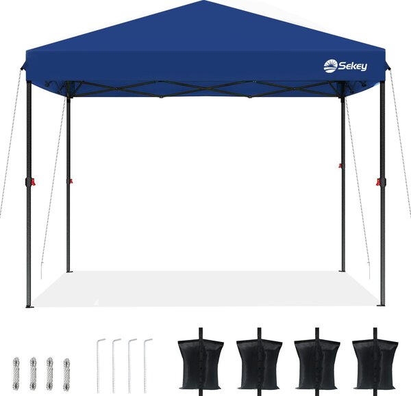 Gazebo pieghevole Sekey 3x3 impermeabile, gazebo pop-up con 4 sacchi di sabbia, protezione UV 50+ gazebo e tendoni per feste, blu scuro