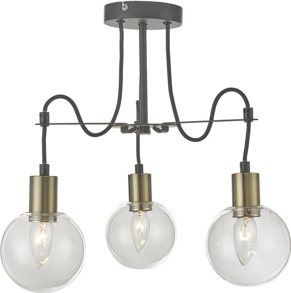Lampada a sospensione GIANNI marrone-trasparente 3xE14x40W vetro, dimensioni: 43x46x46 cm, IP20, Italux
