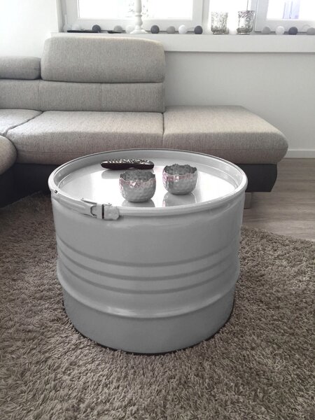 Tavolino d'arredo Barrel Tavolino d'arredo di design con anello di fissaggio grigio Ø 57 cm