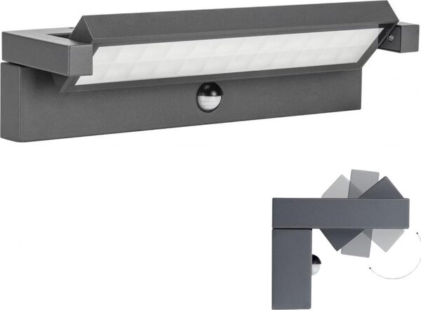 Applique da esterno a LED con sensore Ren, grigio scuro, 27 W, bianco neutro, 2920 lm, alluminio, dimensioni: 9 x 36,4 x 11 cm, IP65, SU-MA