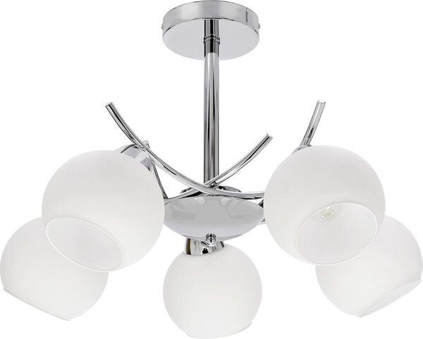 Moderna illuminazione a sospensione a cinque bracci AMOS - 5xE27, 40W, cromo / bianco