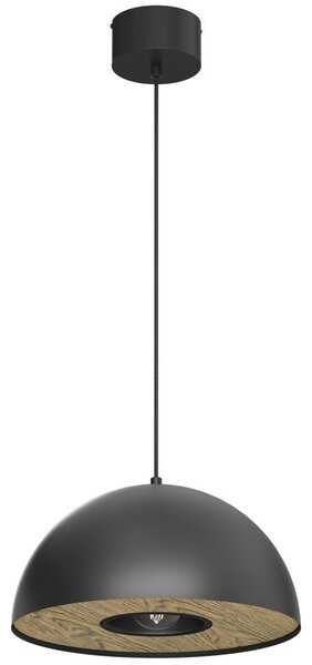 Lampada a sospensione Elgund nero opaco-legno scuro 1xE27x15W metallo dim.: 110x35x35 cm IP20 Luminex