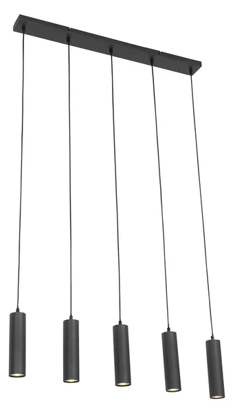 Lampada a sospensione intelligente nera con 5 GU10 Wifi - Jeana