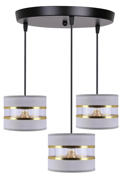 Lampada moderna a sospensione PANDY - 3xE27, 40W, nero / oro / grigio