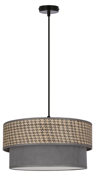 Apparecchio tessile a sospensione KARRARA - 1xE27, 60W, nero / grigio / beige